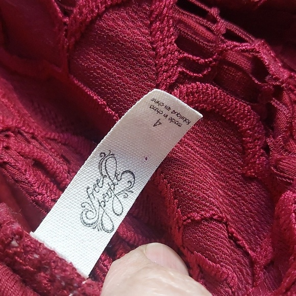 Free People Take The Town Lace Mini dress 8 Burgundy Red Sz 4 Bohemian Prom - Picture 6 of 7